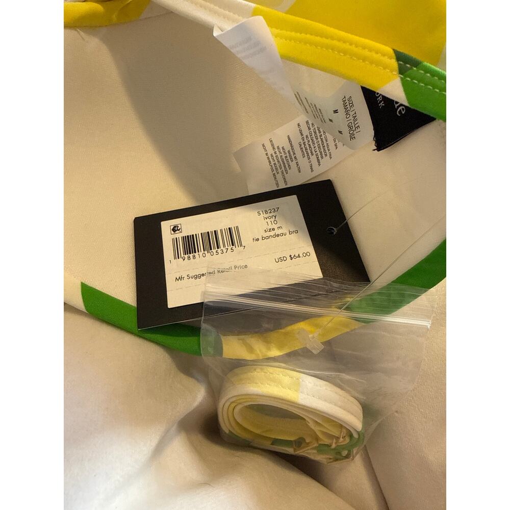 Kate Spade White Lemon Bandeau Bikini Top and High Waist Bottom Set M NWT - Picture 6 of 8